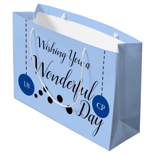 驚くべき18誕生日名の日付の青い写真 ラージペーパーバッグ (裏面アングル)