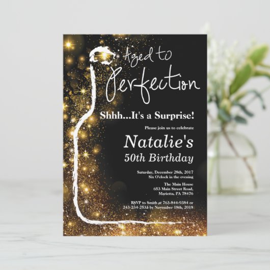 驚くべき50誕生日ワイン，完成まで熟成 招待状 (スタンド正面)