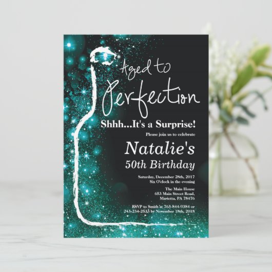 驚くべき50誕生日ワイン，完成まで熟成 招待状 (スタンド正面)