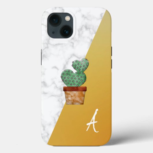 驚くべき，クール白い大理石，サボテン，金ゴールドモノグラム Case-Mate iPhoneケース (裏面)