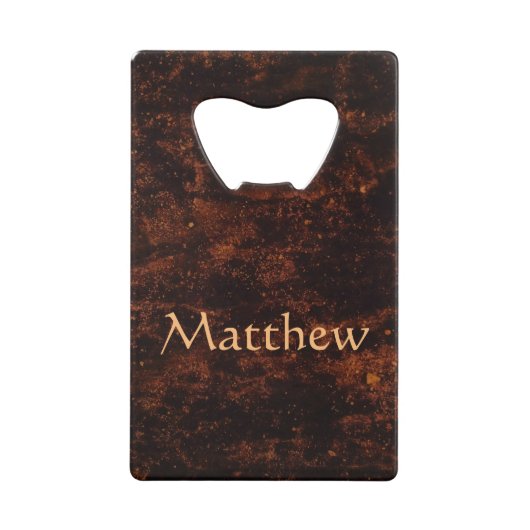 驚くべカッコいいき炎の青銅 クレジットカード栓抜き (正面)