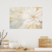 驚くほどの白い花の抽象芸術絵画の。 ポスター (キッチン)