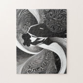 驚くほどエレガント白黒のシルエットカップル ジグソーパズル (縦)