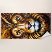 驚くほど美しいゴールデンライオン ビーチタオル (正面)