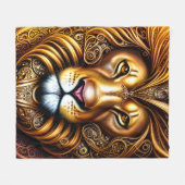 驚くほど美しいゴールデンライオン フリースブランケット (正面(横))