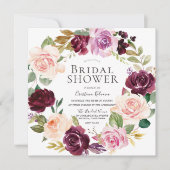驚くほど美しいフローラリースブライダルシャワー 招待状 (正面)