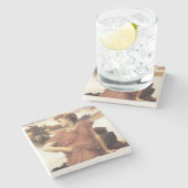 驚くほど美しい噴水の女性 ストーンコースター (横)