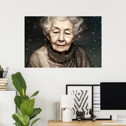 驚くほど美しい老婦人デジタルアート ポスター (ホームオフィス)