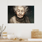 驚くほど美しい老婦人デジタルアート ポスター (キッチン)