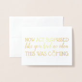 驚く行為無し-おもしろいな新婦付添人の提案 箔カード (封筒付き正面)