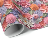 驚カラフルきの3Dフローラシームレスなパターン ラッピングペーパー (ロールコーナー)