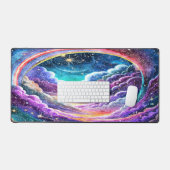 驚カラフルくべき水彩外空間デザイン デスクマット (キーボード&マウス)