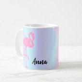 驚クールくべきホログラフィックピンクのフラミンゴ コーヒーマグカップ (正面左)