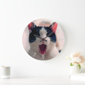 驚熱狂するいた若い猫は大きな目をする ラージ壁時計 (ホーム)