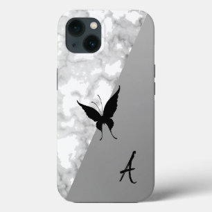 驚異のクール白大理石バテッフィー銀 iPhone 13ケース