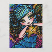 驚異の孔雀の天使のクリスマスのファンタジーの星 シーズンポストカード (正面)