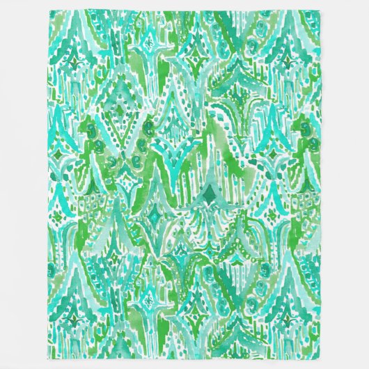 驚異の種族のBeachy Bohoのイカットの水彩画の低下 フリースブランケット (正面)