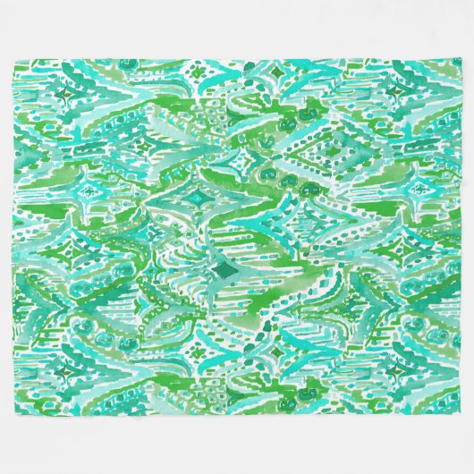 驚異の種族のBeachy Bohoのイカットの水彩画の低下 フリースブランケット (正面(横))