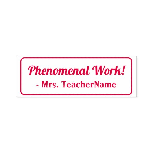 「驚異的な仕事!」+チューターの名前ラバースタンプ セルフインキングスタンプ (デザイン)