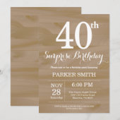 驚素朴きの40歳の誕生日招待状 招待状 (正面/裏面)