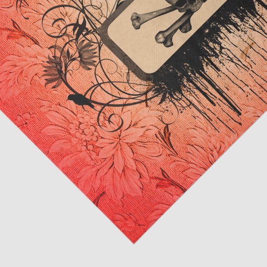 骨および花柄の要素が付いているスカル 薄葉紙 (詳細)