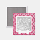 骨かわいらしペット用フォトマグネット付きピンクレース マグネット (正面/裏面)