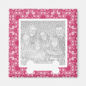 骨かわいらしペット用フォトマグネット付きピンクレース マグネット (正面)