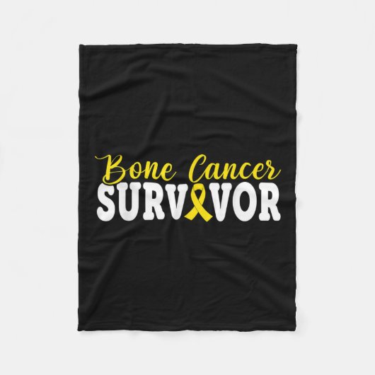 骨がん生存黄色レボン肉腫がん フリースブランケット (正面)