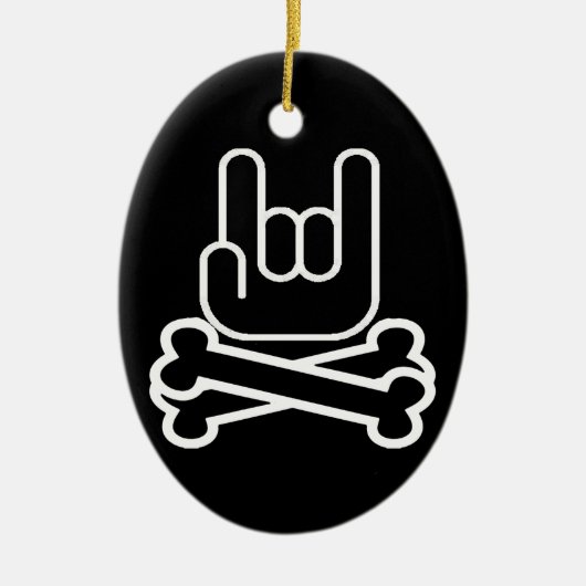 骨が交差した図形の石手 セラミックオーナメント (正面)