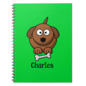 骨が緑の茶色パーソナライズされたの犬 ノートブック (正面)