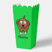 骨が緑の茶色パーソナライズされたの犬 フェイバーボックス (正面)