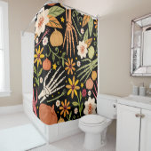 骨とフローラeの継ぎ目のないハロウィーン シャワーカーテン (インサイチュ)