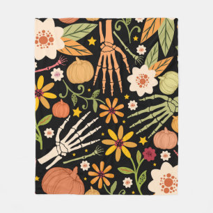 骨とフローラeの継ぎ目のないハロウィーン フリースブランケット