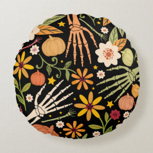 骨とフローラeの継ぎ目のないハロウィーン ラウンドクッション