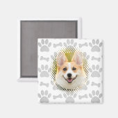 骨と前柄の模様のドッグフレーム マグネット (正面/裏面)