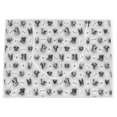 骨と前絵のある犬のパターン ラージペーパーバッグ (正面)