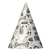 骨と手をおもしろい持つ犬の誕生日パーティー引用文 パーティーハット (左)