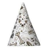 骨と手をおもしろい持つ犬の誕生日パーティー引用文 パーティーハット (右)