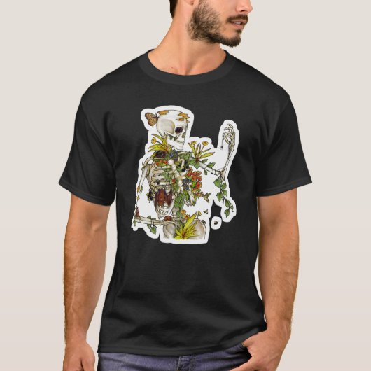 骨と植物骨格植物植物植物植物植物学 Tシャツ (正面)