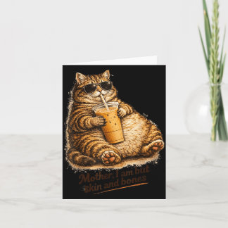 骨と皮だけどママ 猫がコーヒーを飲む 太った猫 カード