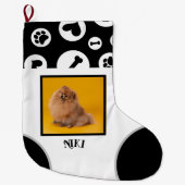 骨と肉付きペットのクリスマス名写真 ラージクリスマスストッキング (正面)