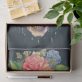 骨と花、ドクロと庭の花 薄葉紙 (ギフト)