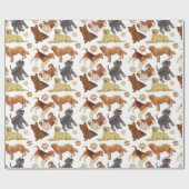 骨と足の模様の可愛い子犬 ラッピングペーパー (フラット)