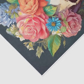 骨と開花、スカルと庭の花 薄葉紙 (詳細)