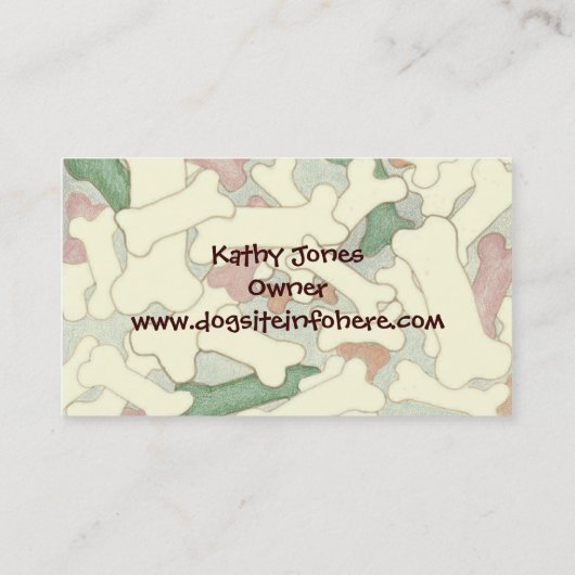 骨と首付きペット犬ビジネスカード 名刺 (裏面)