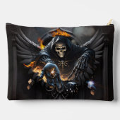 骨と魔法、神秘的なサイコロとスケルトン。 アクセサリーポーチ (裏面)