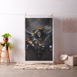骨と魔法、神秘的なサイコロとスケルトン。 ファブリック