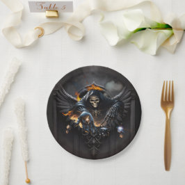 骨と魔法、神秘的なサイコロとスケルトン。 ペーパープレート
