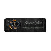 骨と魔法、神秘的なサイコロとスケルトン。 ラベル (正面)