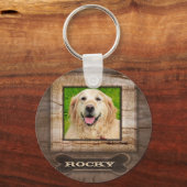 骨のあるウッドルック犬メモリアル キーホルダー (正面)